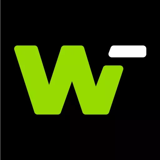 Zielona litera W na czarnym tle