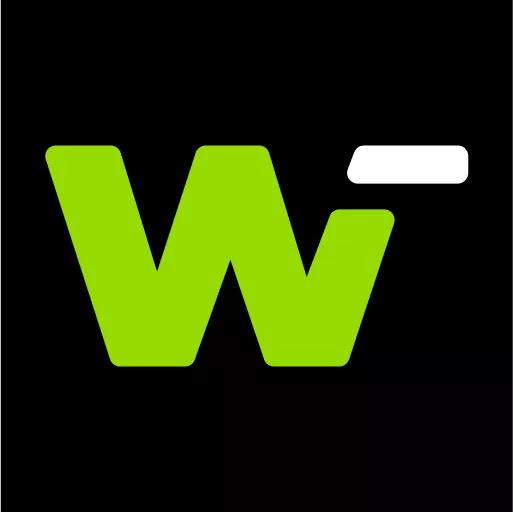 Zielona litera W na czarnym tle